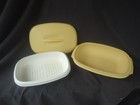 Tupperware microwave steamer multi serve dish harvest gold 1273 3 piece