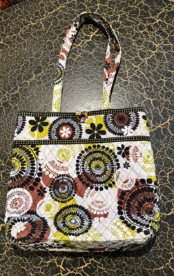 Vera Bradley Cocoa Moss Inner Pocket Toggle Loop Multicolor Tote Bag READ