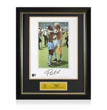 Pele Official FIFA World Cup Signed and Framed Brazil Photo: Swapping Shirts Wit