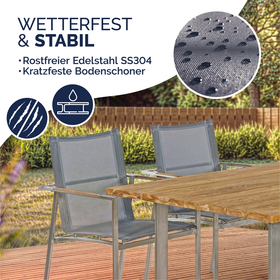 Gartenstuhl Terrassenstuhl Stapelstuhl 4er Set 160kg Garten Terrasse Balkonstuhl - Bild 2 von 4