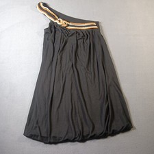 Lush Women's Dress 1 Shoulder Black With Cinnamon White Twisted Knot Strap SZ XS