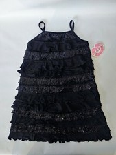New Girls Black With Sequin Tank Dress Sizes 4 to 10