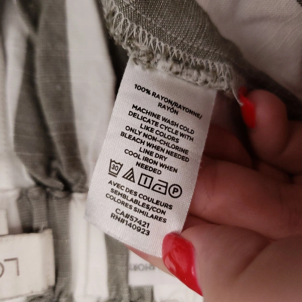 Pantalones Cortos Loft Para Mujer M Medianos Gris Blanco Culotte Tiro Alto Rayas Cinturón Rayón Foto 4 de 4