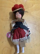 VTG German Celluloid 9.8" MOLL'S Trachten-Puppen Doll w/ Veil, Tag, 1950 TL100