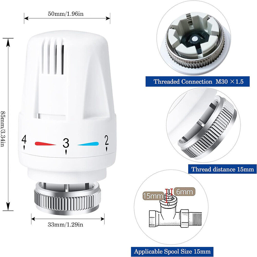 3X Thermostat Head TRV Radiator Thermostatic Heater Control Head