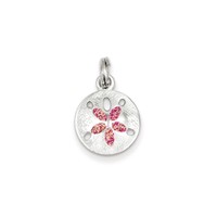 925 Sterling Silver Pink Enamel Fancy Sand Dollar Charm Pendant - 13x16mm on sale 925 Sterling Silver Pink Enamel Fancy Sand Dollar Charm Pendant - 13x16mm on sale