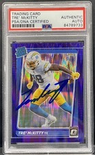 Tre Mckitty 2021 Optic Purple Signed Rookie Card Los Angeles Chargers PSA/DNA 