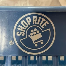 Vintage Blue Shop Rite Basket Wire Handles Collectible Grocery Store Rehrig