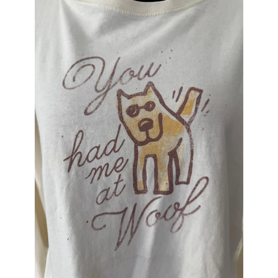 Camiseta Life is Good Dog Gráfica Manga Larga Mujer XL Crema Dibujos Animados Twee Informal Foto 2 de 4