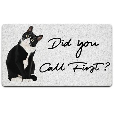 Cat Door Mat, Did You Call First Funny Door Mat Indoor Outdoor Entrance Entry