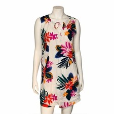Old Navy Women's Sleeveless Tie-Neck Shift Dress White Floral Medium EUC