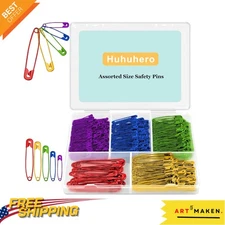 Safety Pins Assorted Set: 340 Pins in 5 Fun Colors for Easy Crafting and Sewing