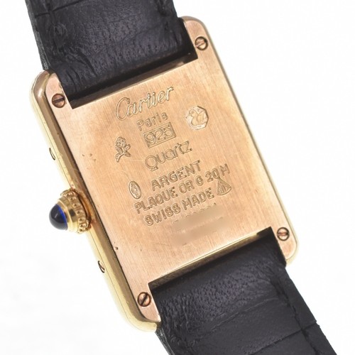 CARTIER Must Tank SM Vermeil 366001 SV925 (GP)/Pelle Quarzo Donna N#140816 - Foto 6 di 10