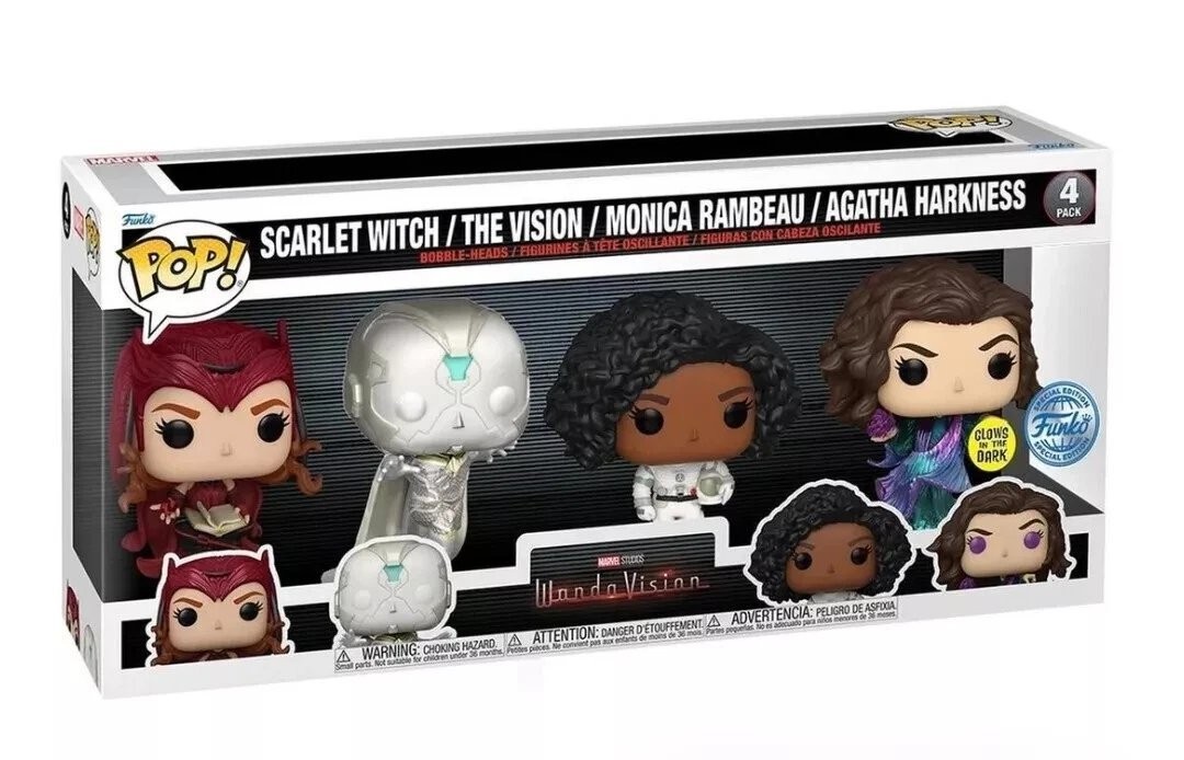 Funko Pop Marvel Wanda Vision Paquete de 4 Bruja Escarlata Monica Agatha Brillo SE Set