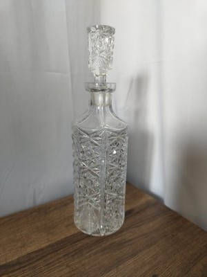 Vintage handgeschliffenes volles Bleikristall abgerundet Whisky/Bourbon Dekanter mit Stopfen