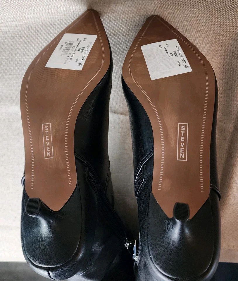 Steven Steve Madden Britt Black Knee‑High Kitten Heel Boots 8.5 Western Witchy - Image 3 of 4