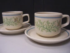 2 Flat Teacups & Saucer Sets - Fancy Free by LENOX