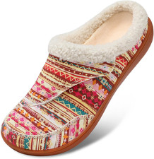 Womens Wide Slippers Adjustable Diabetic Slippers Warm Cozy 8 Wide Bohemia