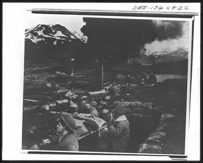 Japanese Soldiers Trench Warfare Volcano Eruption 1940s Snow Mountain