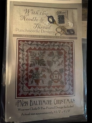 With Thy Needle & Thread PN219 Baltimore Christmas Punch Needle Kit