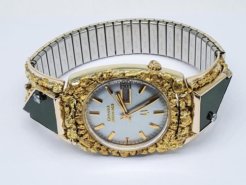 1973 BULOVA Accutron 218 Wristwatch Diamond/Jade 14K/22K Yellow Gold (AP1145842)
