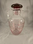 READ Vintage Steuben Red Threaded Carafe Pitcher