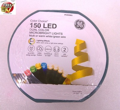 GE Color Choice 150Ct 43.4ft 8 function Color Change LED Micro Christmas Lights