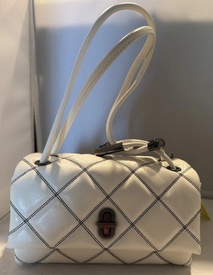 NWT Marc Jacobs Bi Color Quilted Mini Dual Shoulder Leather Bag White