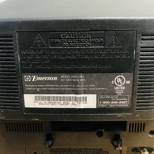 Emerson EWC1304 CRT TV VCR Combo 13" Color Retro TV AV Tested VCR Don’t Work - Picture 12 of 20