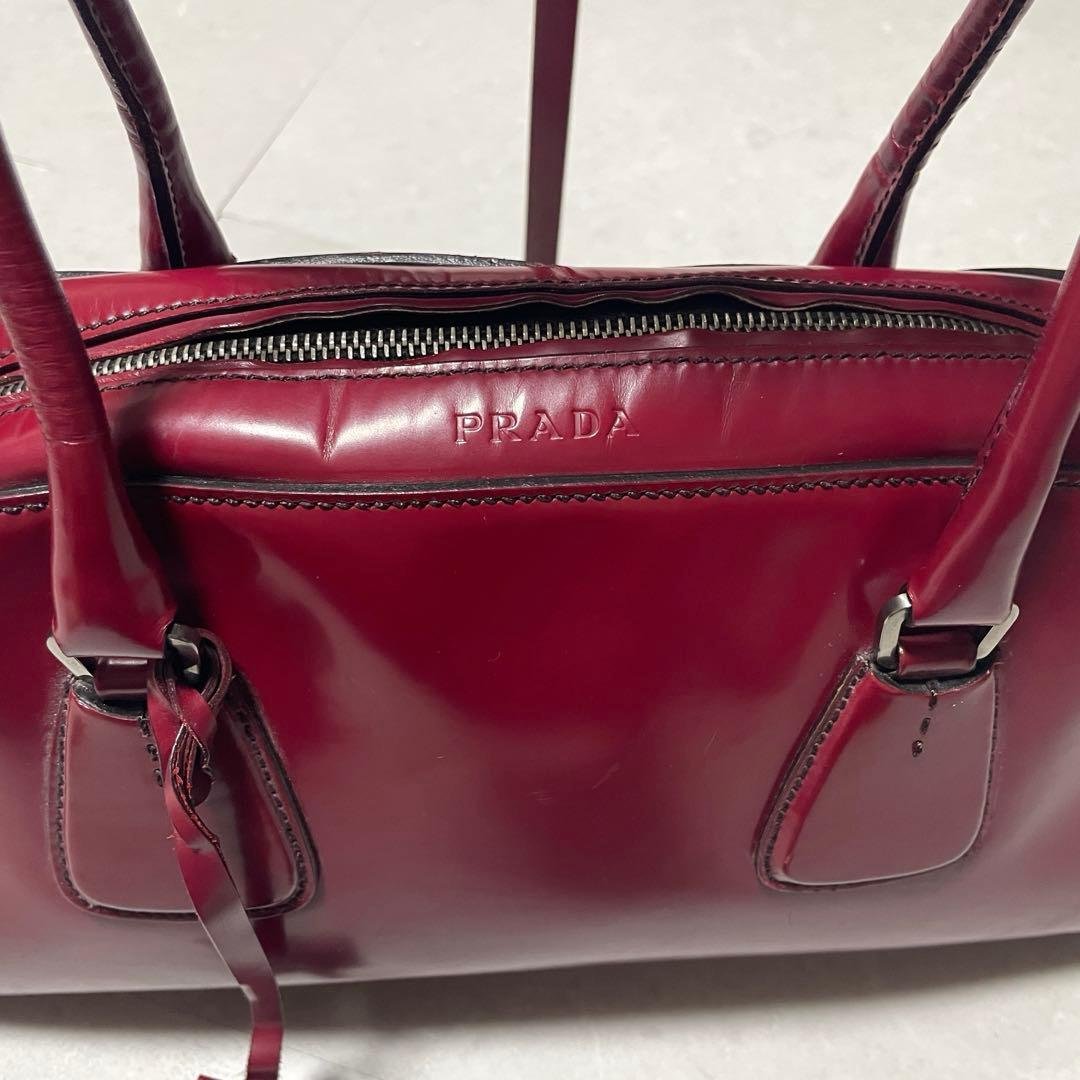 Prada 90s Archive Boston Bag Red Leather Vintage Y2K Handbag