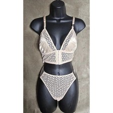 new nwt Victoria's Secret starburst tanga panty bikini large SET bralette bra