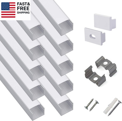 10-Pack 6.6Ft/ 2Meter Plus-Size U Shape LED Aluminum Channel System with Milky C