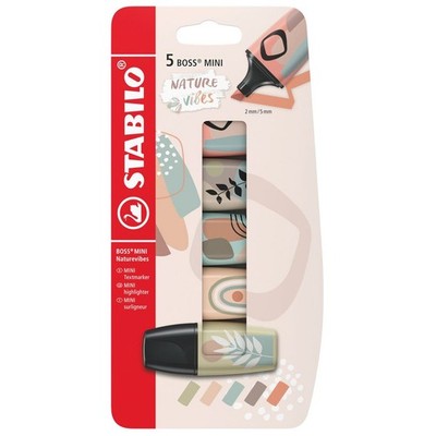 STABILO Textmarker BOSS MINI Naturevibes, 5er Set, 5 Farben