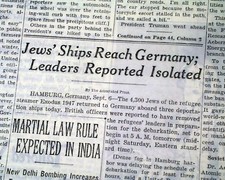 SS EXODUS 1947 Jewish Refugees Operation Oasis Jews Return to Germany Newspaper