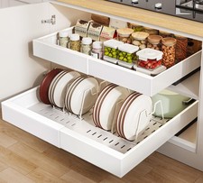 2 Pack Pull out Cabinet Organizer 21"Deep With Raising Pad for Framed Cabinets