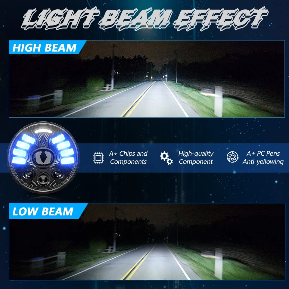 Faro proyector LED redondo de 5,75"" 5-3/4"" para Honda VTX1300 C R S VTX1800F3 Foto 4 de 4