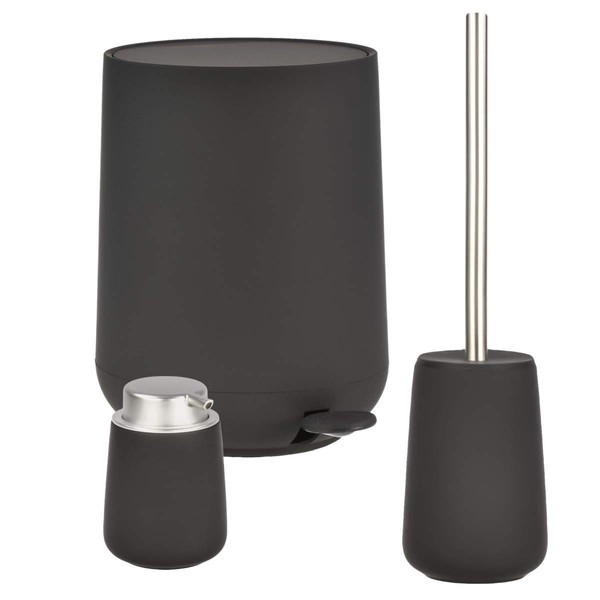 Zone Bad Accessoires Set Pedaleimer Seifenspender ToilettenbüRste Black Schwarz-image