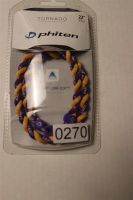 Phiten Tornado Titanium Necklace 22  Purple Gold 55cm New Sealed Athletic