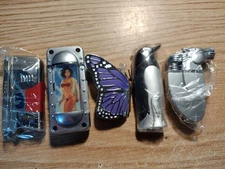 5 Vintage Novelty Butane Lighter Refillable  horse penguin butterfly beauty gun