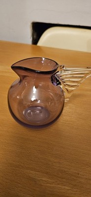 Vintage Newell signiert Cranberry Glas Flügel Griff Kanne Milchkännchen EUc