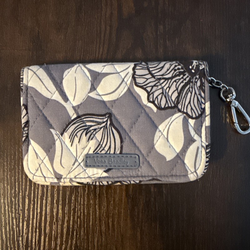 Vera Bradley Keychain Clip MOON SHADOW MEADOW RFID  Wallet Gray Black Floral