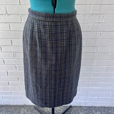 Vintage 80s gray plaid pencil skirt