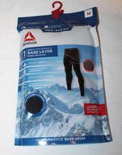 New mens Reebok black base layer pants with fly Size medium
