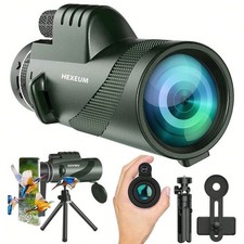 80x100 HD Monocular Telescope For Smartphone with Tripod BAK4 Prism Lens Green