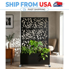 70.87"x 46.06" Privacy Screen with Planter Box Metal Patio Yard Decor Garden Bed