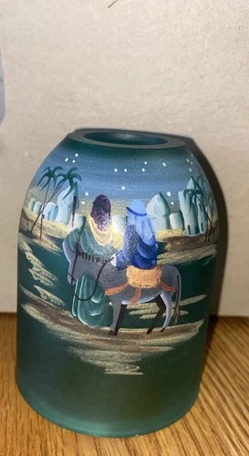 FENTON GLASS CHRISTMAS FAIRY LAMP SHADE 1998 BIRTH OF SAVIOR / THE ARRIVAL