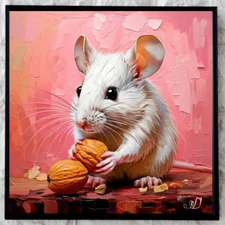 ORIGINAL Oil PAINTING on Canvas Mouse Textured Art 8x8 in  Impasto Custom Order