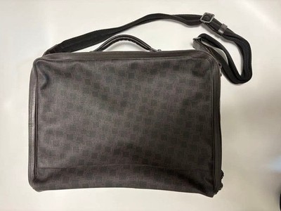 Dunhill D8 Brown Leather Briefcase Shoulder Bag Business Bag Large Zip 43cm