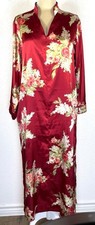 Oscar de la Renta Pink Label Red Floral Satin Maxi Lounge Dress Zip Front L
