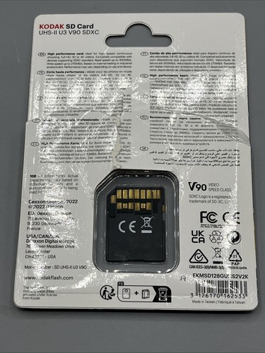 Kodak 128GB UHS-II U3 V90 Ultra Pro SDXC Memory Card - Open Box - Picture 2 of 3